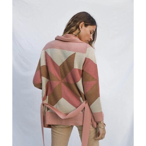 Jens Pirate Booty M/L Cardigan Sweater Freedom Star Belted Shawl Collar Bohemian - Picture 1 of 9